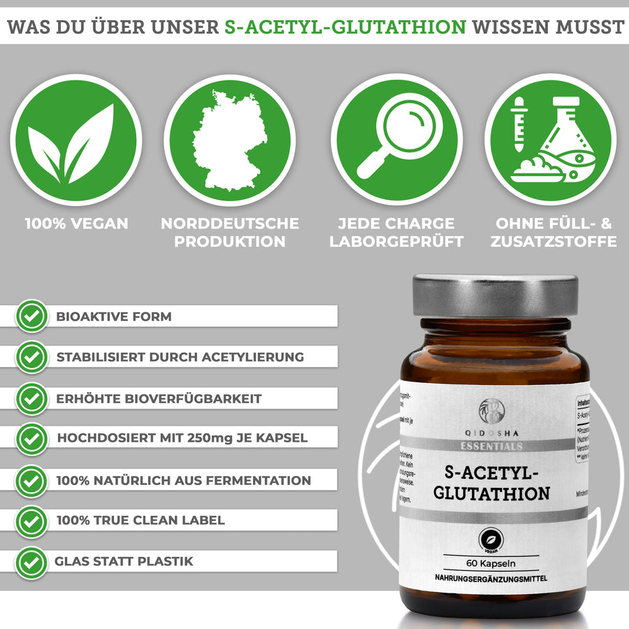 Buy S-Acetyl-Glutathione capsules in bioactive form with 250mg/capsule online QIDOSHA Buy S-Acetyl-Glutathione capsules in bioactive form with 250mg/capsule online QIDOSHA