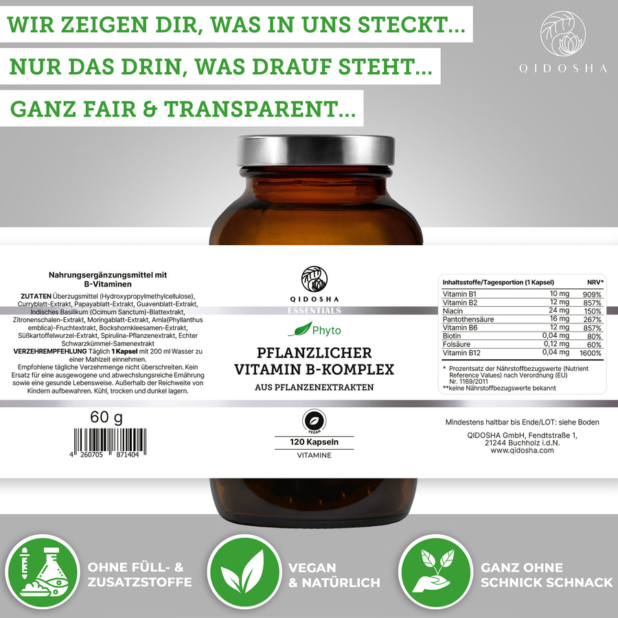 Vitamin B Komplex aus Pflanzenextrakten im Glas