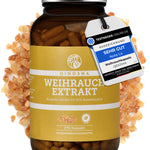 Weihrauch (Boswellia Serrata 85%) Extrakt im Glas: Premium-Vegan-Kapseln, 270 Stück, hohe Qualität, ohne Füllstoffe, laborgeprüft, mit natürlichem Frankincense-Harz, ausgezeichnet mit Testsieger-Online Siegel.