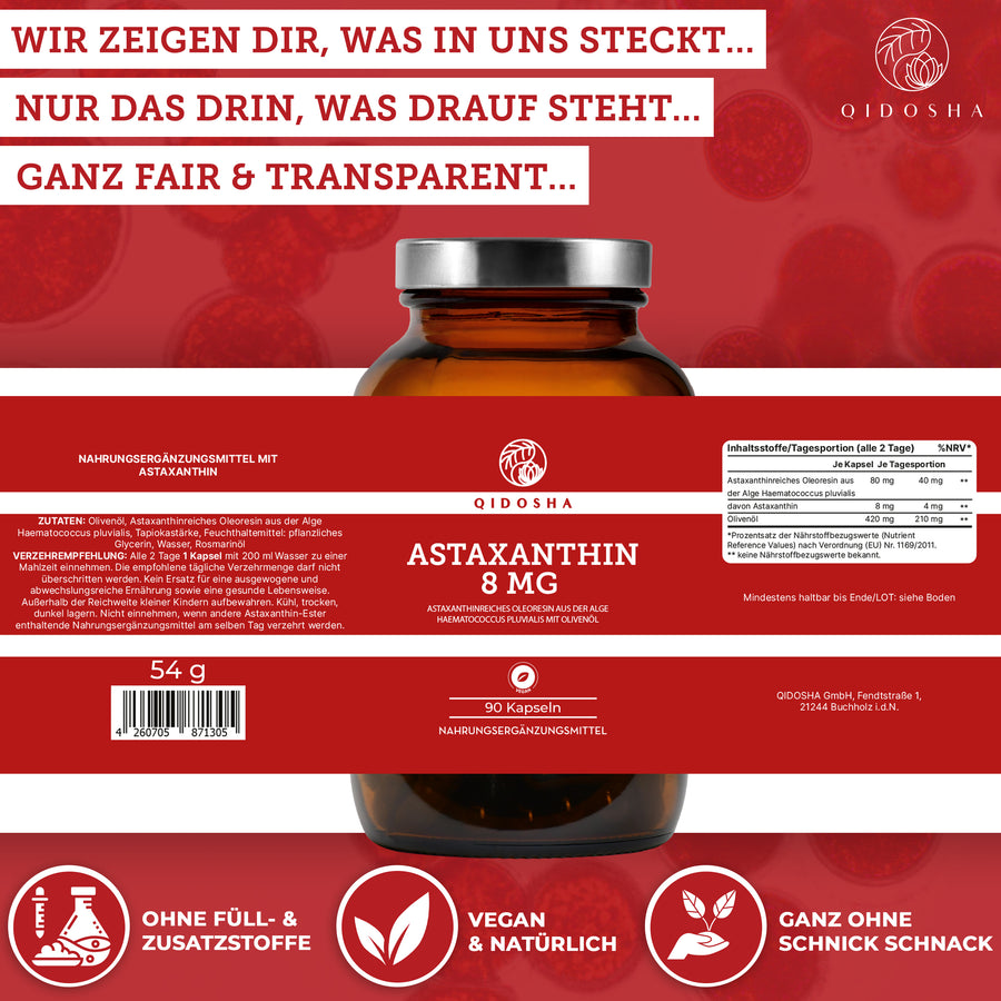 Astaxanthin & olive oil from European cultivation in the glass