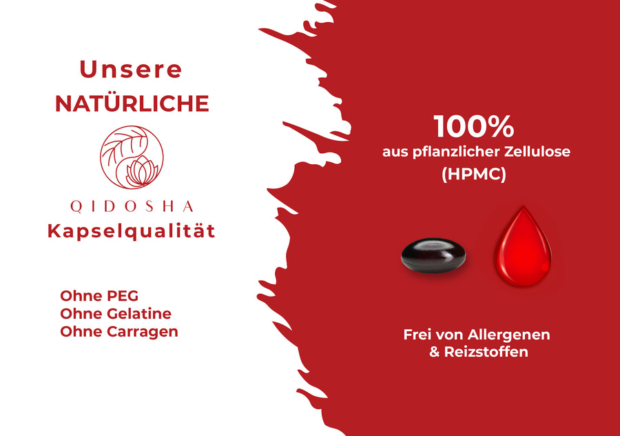 Qidosha Astaxanthin 12 mg plus Olivenöl Softgels: Premium, vegane Kapseln aus europäischem Anbau, laborgeprüft, ohne Füll- oder Zusatzstoffe, hohe Bioverfügbarkeit. Nachhaltig in Glas verpackt.