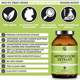 Artischockenextrakt mit 10% Cynarin: 240 vegane Kapseln in Glasbehälter, laborgeprüft, premium Qualität, ohne Zusatzstoffe, hergestellt in Deutschland, 80 Tage Vorrat.