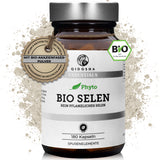 Bio Selen (pflanzlich) aus Indischem Basilikum und Sonnenblumenkernen in dunklem Glas, 180 vegane Kapseln, Premium, laborgeprüft, organisch, ohne Füll- oder Zusatzstoffe, hergestellt in Deutschland.