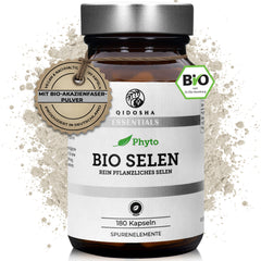 Bio Selen (pflanzlich) aus Indischem Basilikum und Sonnenblumenkernen in dunklem Glas, 180 vegane Kapseln, Premium, laborgeprüft, organisch, ohne Füll- oder Zusatzstoffe, hergestellt in Deutschland.