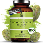 Bio Artischockenextrakt aus Frankreich mit 2,5% Cynarin, 240 vegane Kapseln in dunklem Glas, Premium-Qualität, laborgeprüft, ohne Füllstoffe, aus kontrolliert biologischem Anbau.