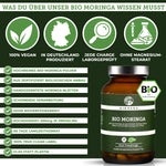 Bio Moringa Presslinge 500mg 240 Stk/Glas: Premium, laborgeprüft, vegan, ohne Zusatzstoffe, in Deutschland hergestellt, 100% naturrein. Glasverpackung für nachhaltige Qualität.