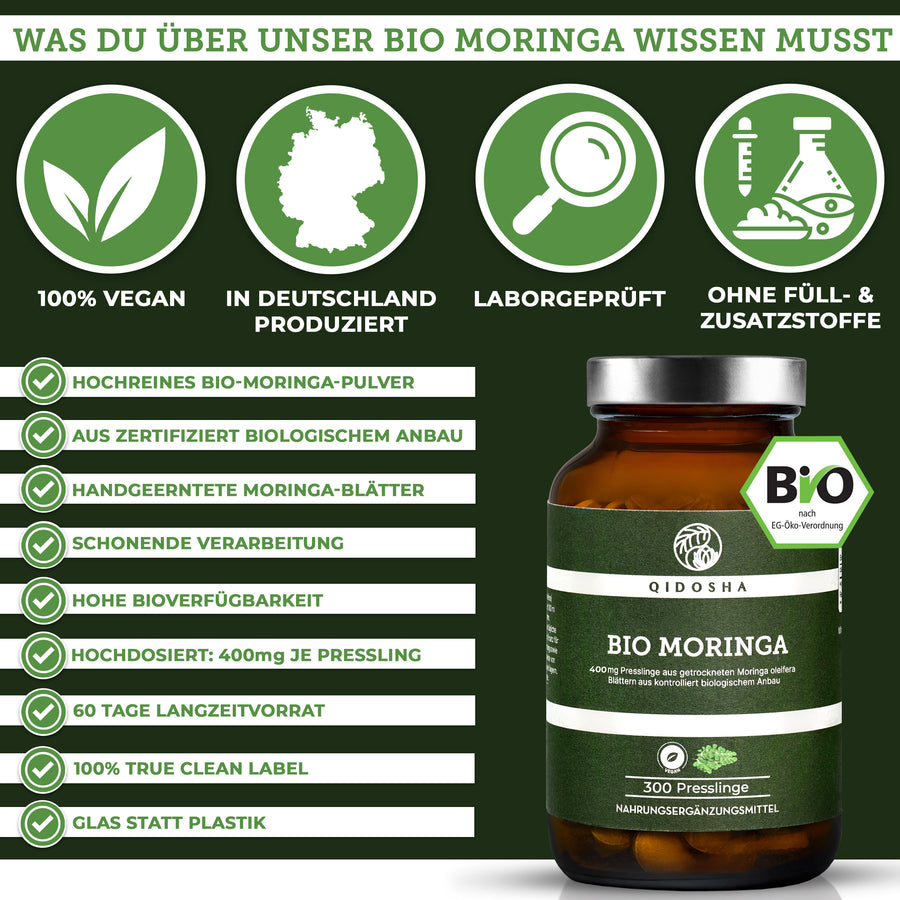 Bio Moringa Presslinge 400mg 300 Stk/Glas