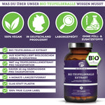 Bio Teufelskralle Extrakt von QIDOSHA: Premium-Nahrungsergänzungsmittel, vegan, laborgeprüft, ohne Zusatzstoffe, aus Südafrika, 1.667 mg Extrakt pro Dosis, 120 Kapseln Glasverpackung.