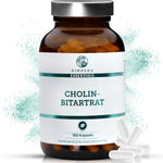 Cholin als Cholin-Bitartrat im Glas: Premium-Nahrungsergänzung von Qidosha, 180 vegane Kapseln, hohe Qualität, laborgeprüft, ohne Zusatzstoffe, unterstützt Leber- und Fettstoffwechsel.