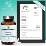 QIDOSHA ESSENTIALS – CHOLIN-BITARTRAT: Premium Cholin-Kapseln, 760mg, vegan, laborgeprüft, ohne Zusatzstoffe, in nachhaltigem Glas. Unterstützt Fettstoffwechsel, Leberfunktion, Homocystein-Stoffwechsel.