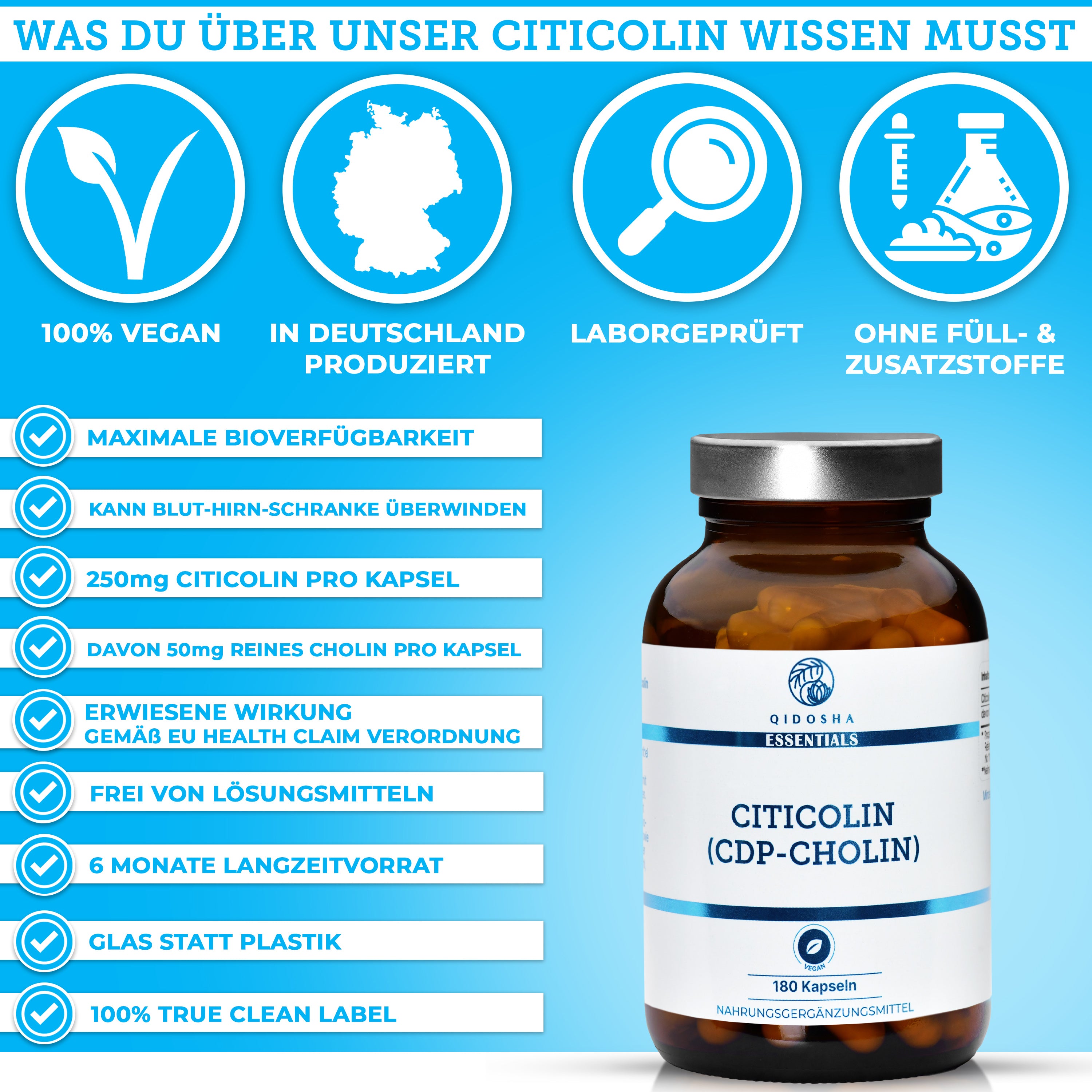 Buy Citicoline (CDPCholine) capsules with 250mg per capsule online QIDOSHA