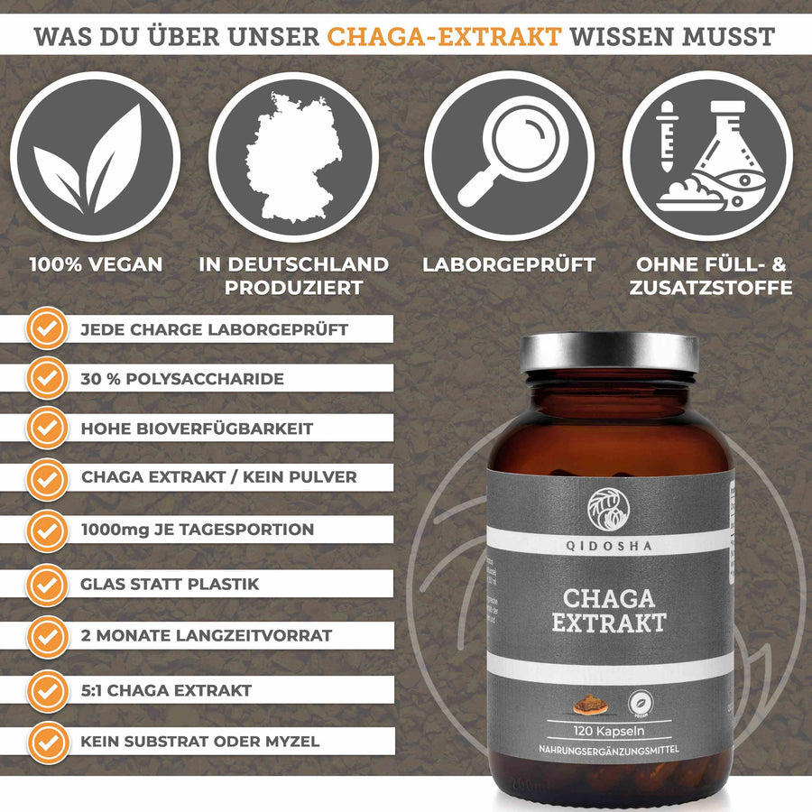 Chaga Extrakt im Glas