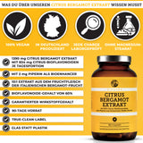Citrus Bergamot (Zitrusbergamia) Extrakt plus Piperin: Premium, 100 % vegan, in Deutschland produziert, laborgeprüft, ohne Füllstoffe, True-Clean-Label, 180 Kapseln im Apothekerglas.