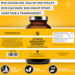 Qidosha Citrus Bergamot (Zitrusbergamia) Extrakt plus Piperin, 180 vegane Kapseln, Premium-Nahrungsergänzung, laborgeprüft, ohne Füllstoffe, in Glas verpackt, für 90 Tage.