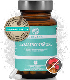 Hyaluronsäure (hohes Molekulargewicht) im Glas: Premium, vegan, 500 mg pro Kapsel, 90 Stück, laborgeprüfte Qualität, ohne Zusatzstoffe, nachhaltig produziert in Deutschland.