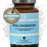 Hyaluronsäure (mittleres Molekulargewicht) im Glas: 90 vegane, hochreine Kapseln mit 500 mg, laborgeprüft, true clean label, nachhaltig in Deutschland produziert, ohne Zusatzstoffe.