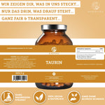 QIDOSHA Taurin: Premium, 240 vegane Kapseln, 1000 mg je Kapsel, ohne Füll- oder Zusatzstoffe, laborgeprüft. Hochreines Produkt, in Deutschland hergestellt, nachhaltige Glasverpackung.