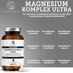 Magnesium-Komplex Ultra: Premium-Diät-Ergänzung, 300 vegane Kapseln, 9 Magnesium-Formen, laborgeprüft, ohne Füllstoffe, in nachhaltigem Glas von QIDOSHA.