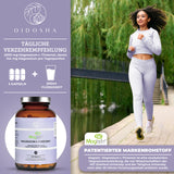 QIDOSHA Mental Stack: Premium Magtein® Magnesium L-Threonat, 120 Kapseln, unterstützt mentale Leistungsfähigkeit. Junge Frau joggt am Wasser, symbolisiert gesunde Lebensweise.