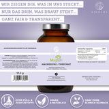 QIDOSHA Mental Stack: Premium Magnesium L-Threonat Supplement in braunem Glas, hohe Qualität, vegan, ohne Füll- oder Zusatzstoffe, laborgeprüft, für mentale Leistungsfähigkeit.