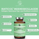 QIDOSHA Naticol® Meereskollagen: Premium, laborgeprüftes Kollagen Typ 1 aus Fischhaut, 180 Kapseln, ohne Füllstoffe, hoher Reinheitsgrad, echte Clean-Label-Qualität.