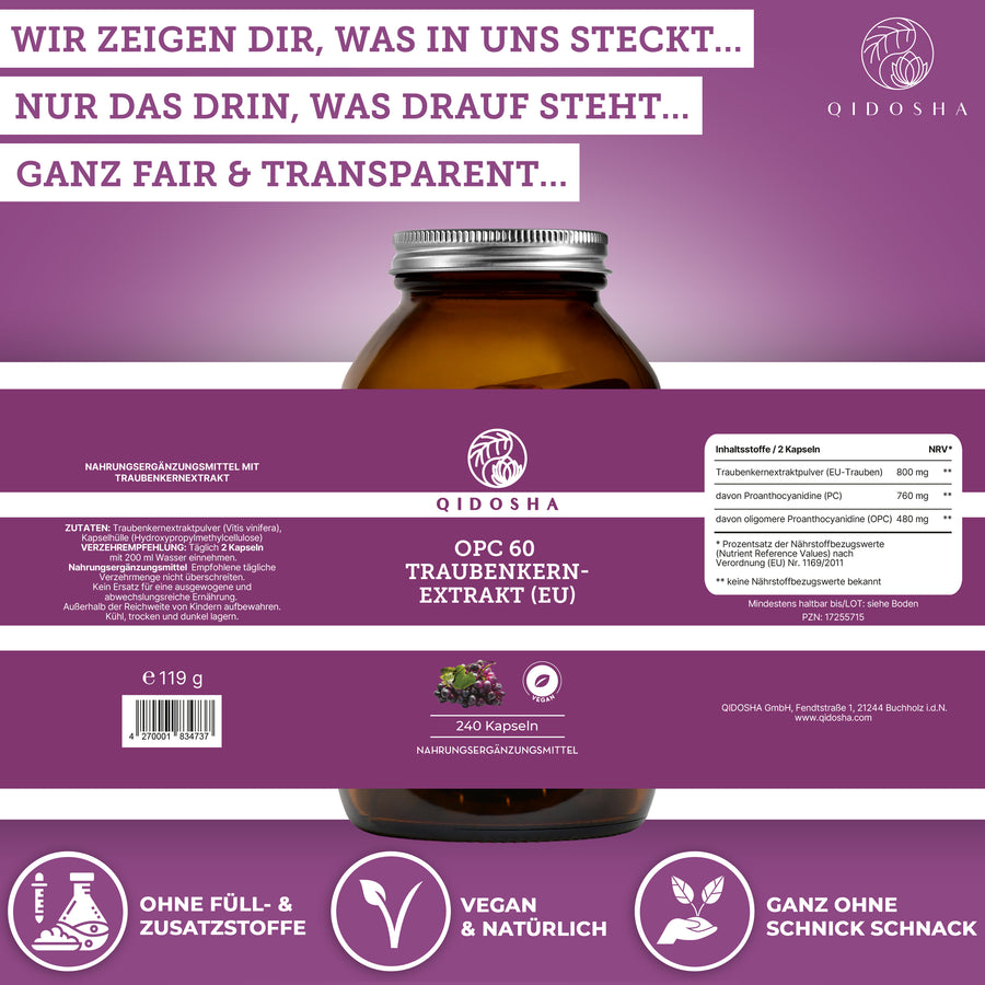 Traubenkernextrakt OPC im Glas