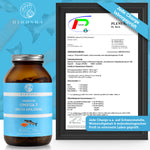 QIDOSHA Premium Omega 3 Fettsäuren aus Fischöl mit hohem EPA- und DHA-Anteil, 180 laborgeprüfte Kapseln in braunem Glas, ohne Füll- oder Zusatzstoffe, hohe Qualität.