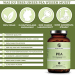 Palmitoylethanolamid (PEA) Nahrungsergänzungsmittel von Qidosha, 180 vegane Kapseln, Premium-Qualität, ohne Füllstoffe, in Deutschland produziert, 1200 mg PEA pro Tagesportion, im Braunglas.
