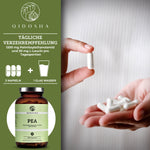 QIDOSHA Palmitoylethanolamid (PEA): Premium Nahrungsergänzung im Braunglas, 180 vegane Kapseln, laborgeprüft, ohne Zusatzstoffe, 1200 mg PEA pro Tagesportion, mit L-Leucin.