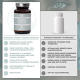 Vergleichsgrafik von Qidosha Sharp Vision, einem Premium-Augenkomplex, laborgeprüft, vegan, ohne Zusatzstoffe, in nachhaltigem Glas. Daneben generisches Produkt mit typischen Nachteilen.