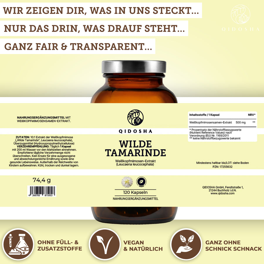 Wilde Tamarinde (Weißkopfmimosen-Extrakt) im Glas