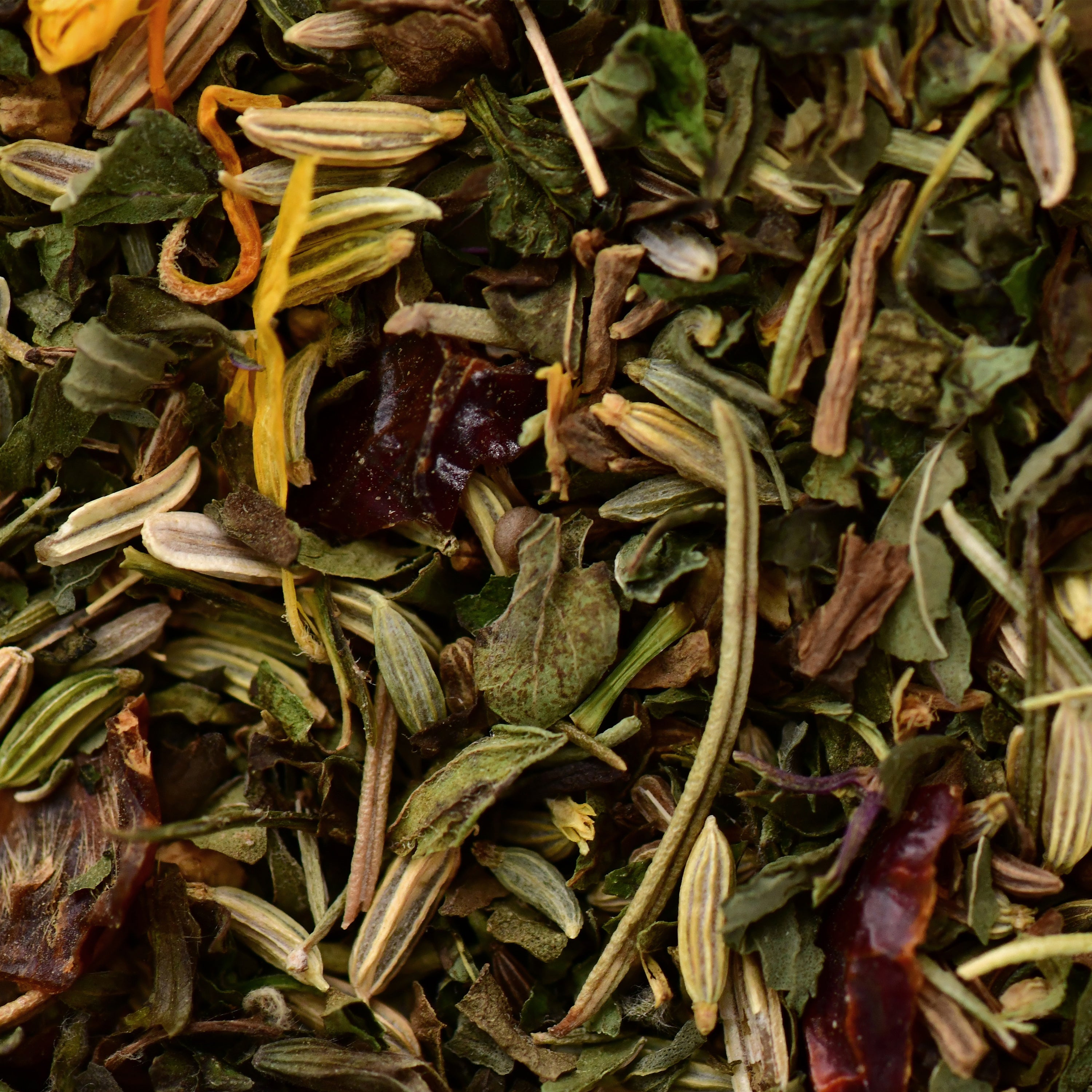 Probierpaket Sunrise to Sunset: Premium Bio-Kräuter- und Grüntee-Mix mit Fennelsamen, Blüten, Fruchtstücken, ideal für hochwertige, laborgeprüfte Kräuterinfusionen, ohne Zusatzstoffe.