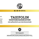 QIDOSHA Taxifolin (Dihydroquercetin) Premium-Kapseln, 120 vegan, ohne Zusatzstoffe, laborgeprüfte Qualität, hoher Wirkstoffgehalt aus Larix gmelinii, nachhaltige Glasverpackung.
