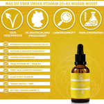 Vitamin D3 (1000 I.E.) & K2 MK7 All-trans Tropfen; Premium-Qualität, laborgeprüft, 1700 Tage Vorrat, ohne Chemie, in Glasflasche, optimal bioverfügbar, vegetarisch, in Deutschland hergestellt.