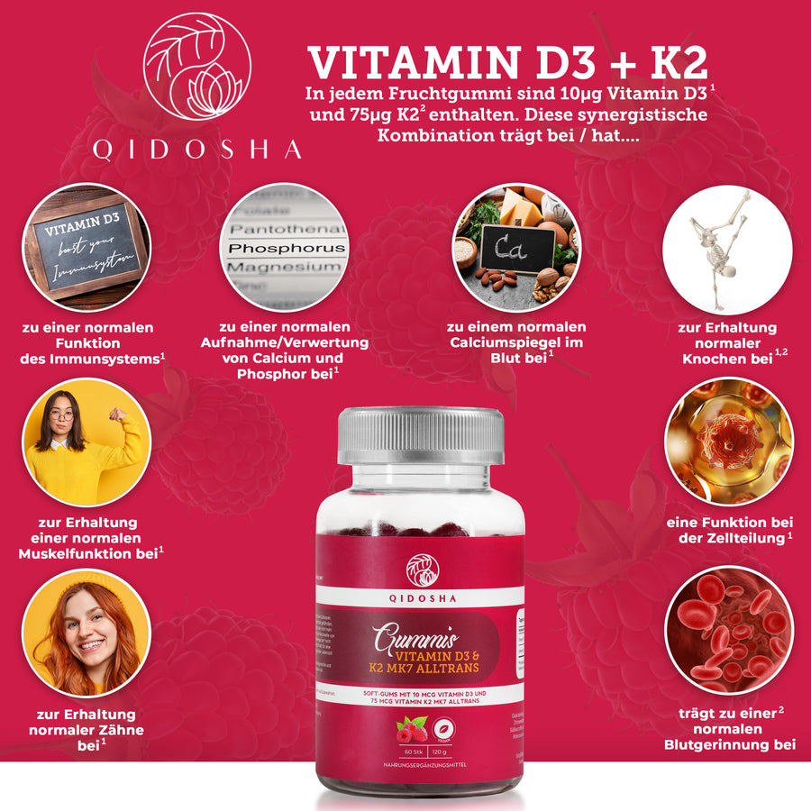 Premium Fruchtgummis - Vitamin D3+K2 MK7 All-Trans