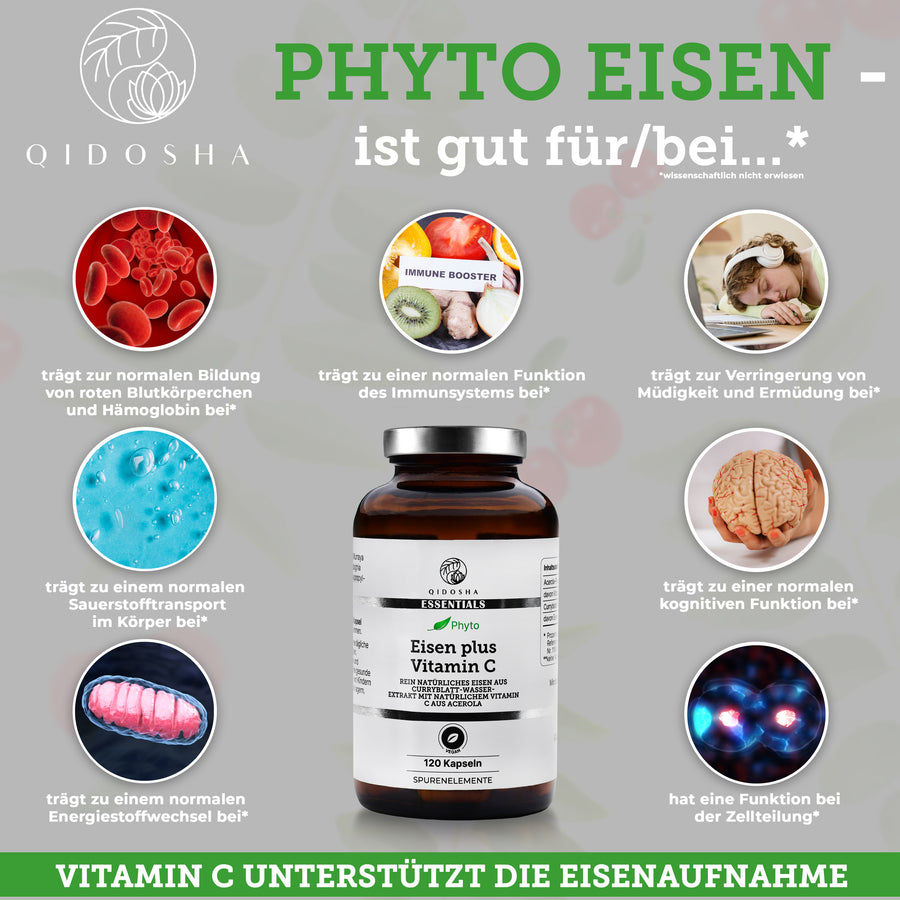 Železo (rastlinsko) iz ekstrakta curryjevih listov in naravni vitamin C iz acerole