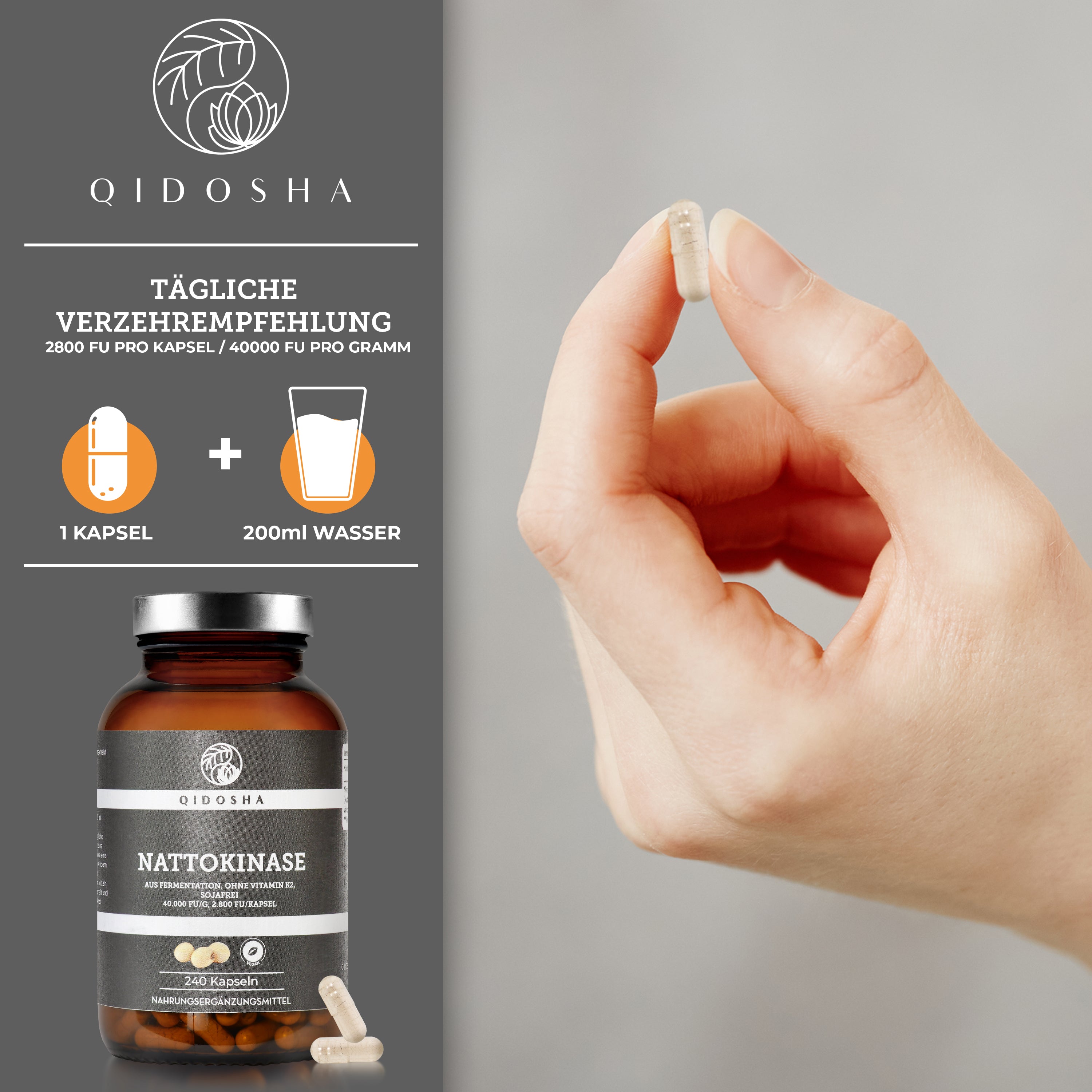 Buy nattokinase capsules with 40,000 FU/g enzyme activity online – QIDOSHA