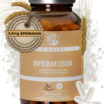 Spermidin aus Weizenkeim-Extrakt im Glas, 120 vegane Kapseln, 3,3 mg Spermidin pro Kapsel, hohe Premium-Qualität, nachhaltig, laborgeprüft, ohne Füllstoffe, produziert in Deutschland.
